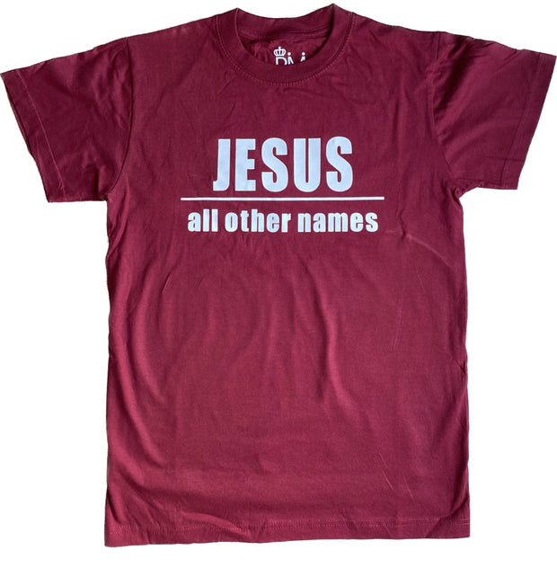 Name Above All White on Maroon Tee